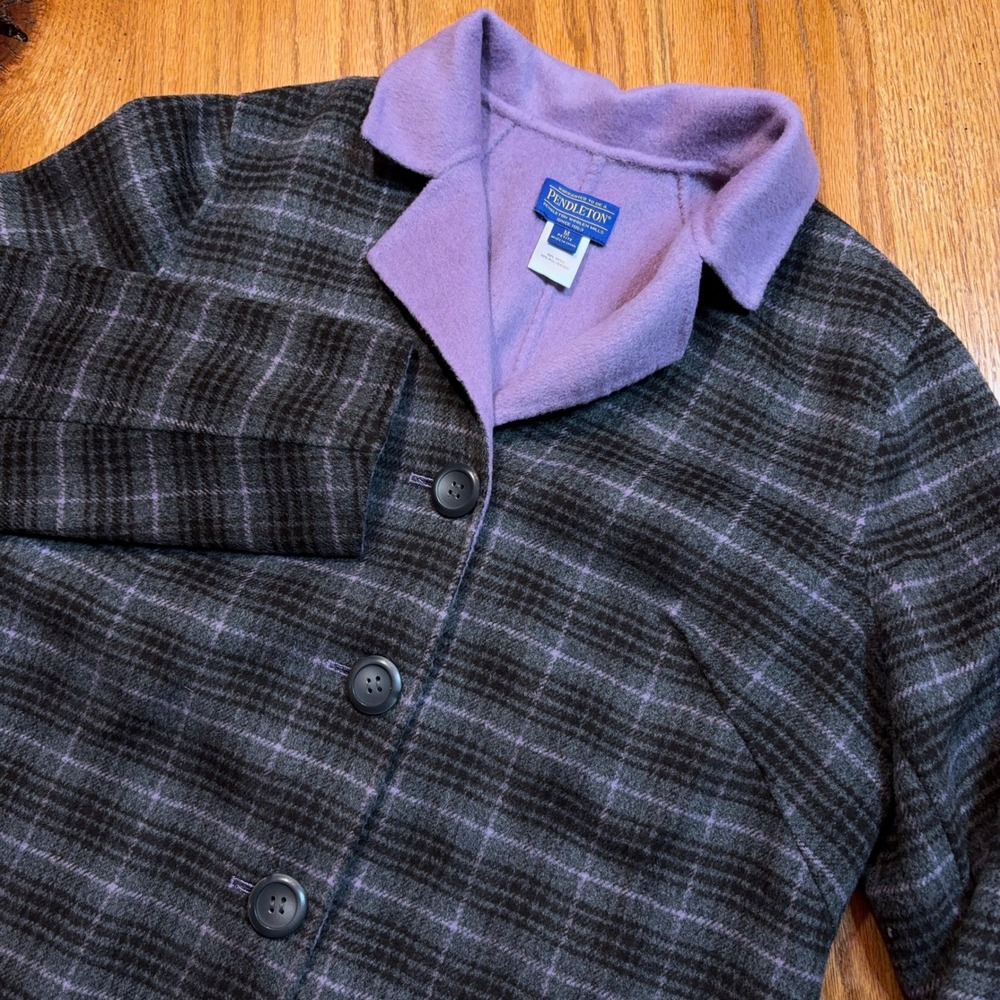 Pendleton Wool Blend Jacket Womens Medium Petite Plaid Blazer Chore Coat